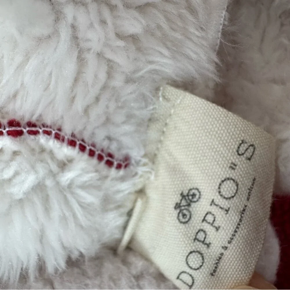 Doppio’s poncho reindeer kids red white Pom poms deer hood cute cozy warm Xmas